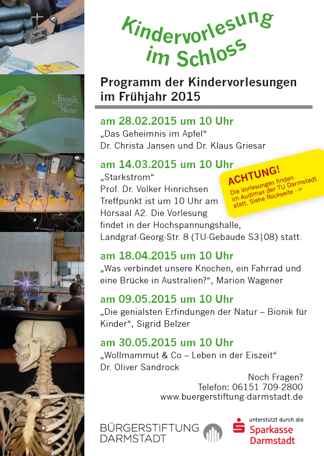Kindervorlesungen Programm Frühjahr 2015