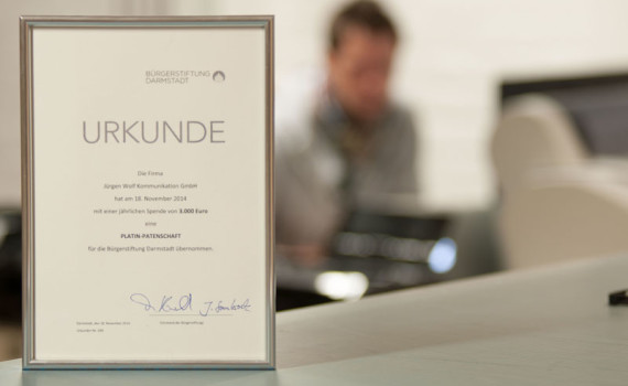Patenurkunde Jürgen Wolf Kommunikation