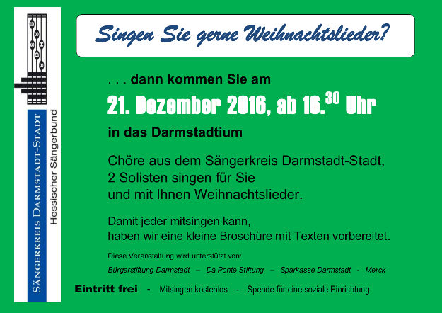 Weihnachtssingen Sängerkreis Darmstadt-Stadt