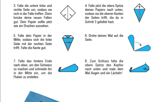 Bastelanleitung Origami-Wale